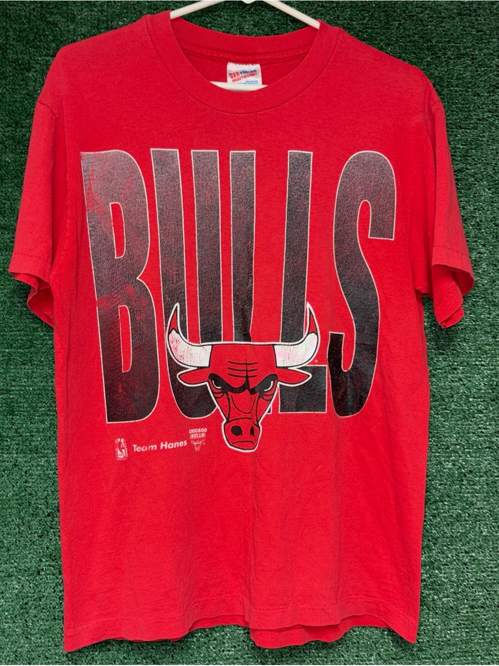 Chicago Bulls Vintage 90s Red Single Stitch Shirt M Hanes tag